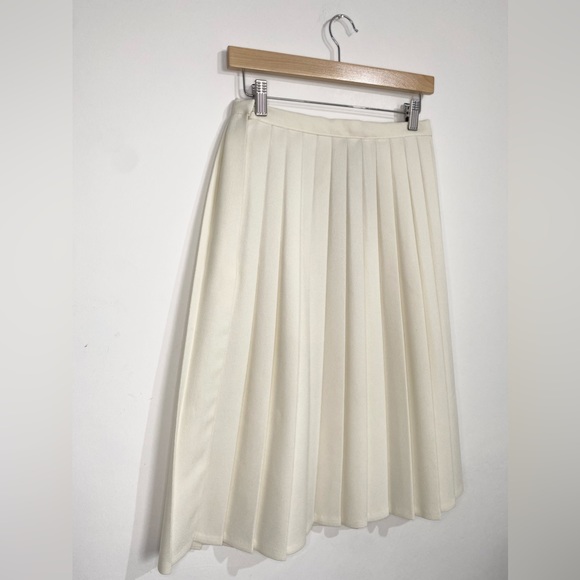 Vintage St Michael Pleated Cream Long Tennis Skirt Size 8 - Picture 8 of 14